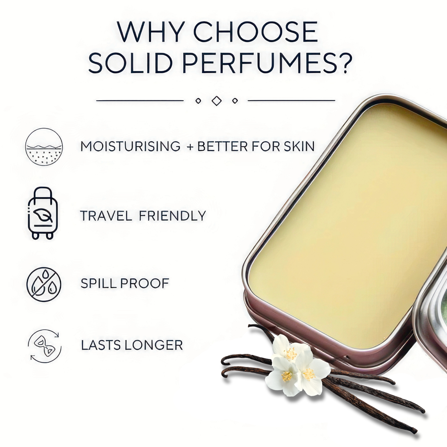 LUXIFY SCENT Vanilla Solid Perfume Natural Vegan | Date Ready Pocket Size Body Fragrance, Enhances Longevity for Women and Men for All Skin Types (10Gm)