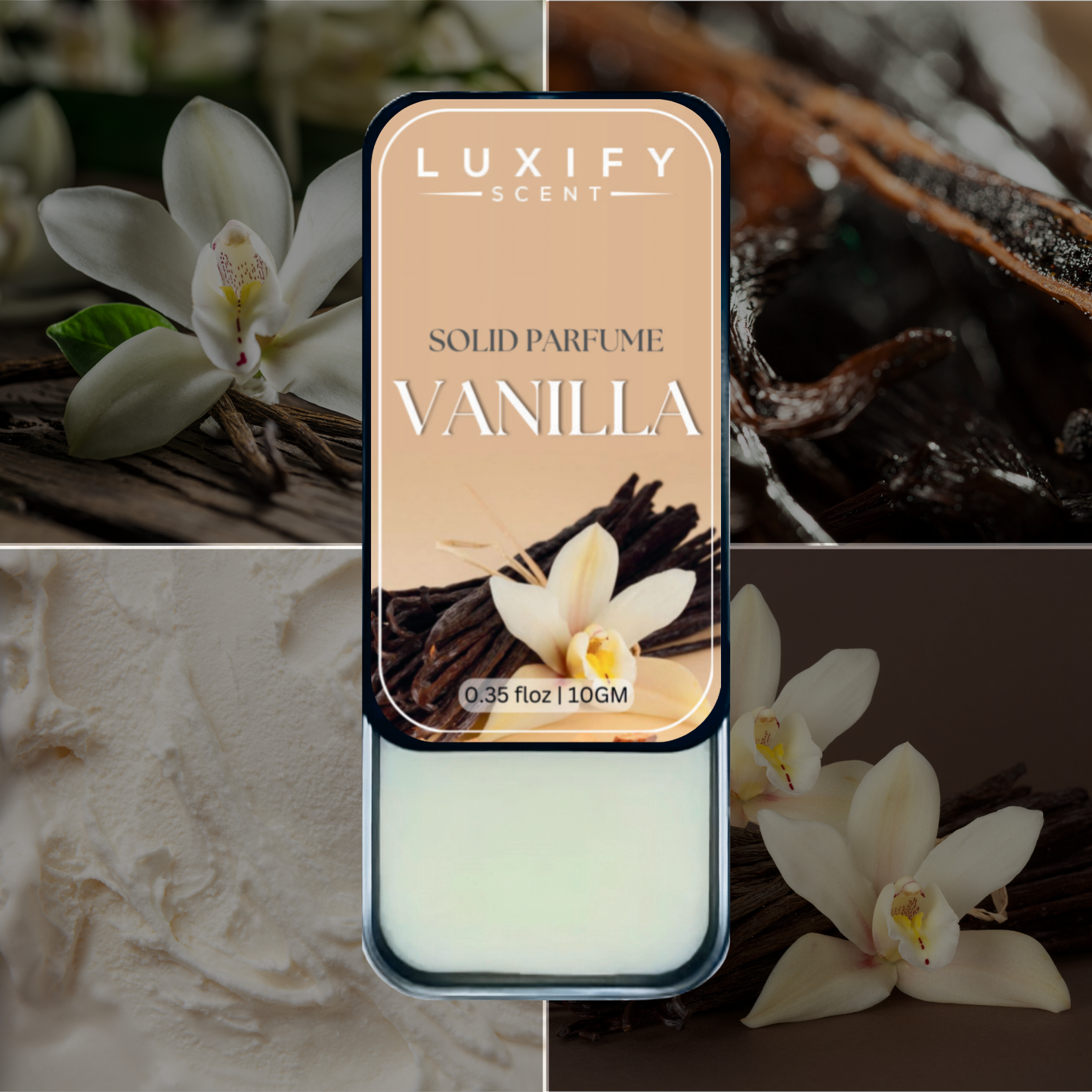 LUXIFY SCENT Vanilla Solid Perfume Natural Vegan | Date Ready Pocket Size Body Fragrance, Enhances Longevity for Women and Men for All Skin Types (10Gm)