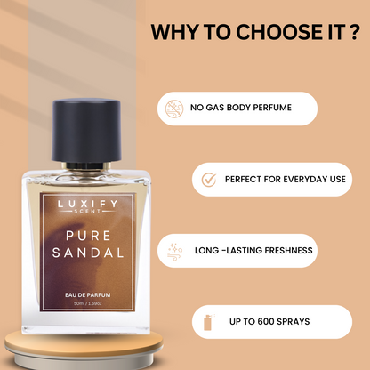 Pure Sandal Perfume Notes of Woody, Powdery Warm Spicy Eau